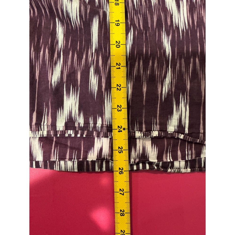 Lucky Brand Womens Purple Ikat Print Tunic Top Sz L Aztec Y2K Art To Wear Boho - Picture 8 of 9
